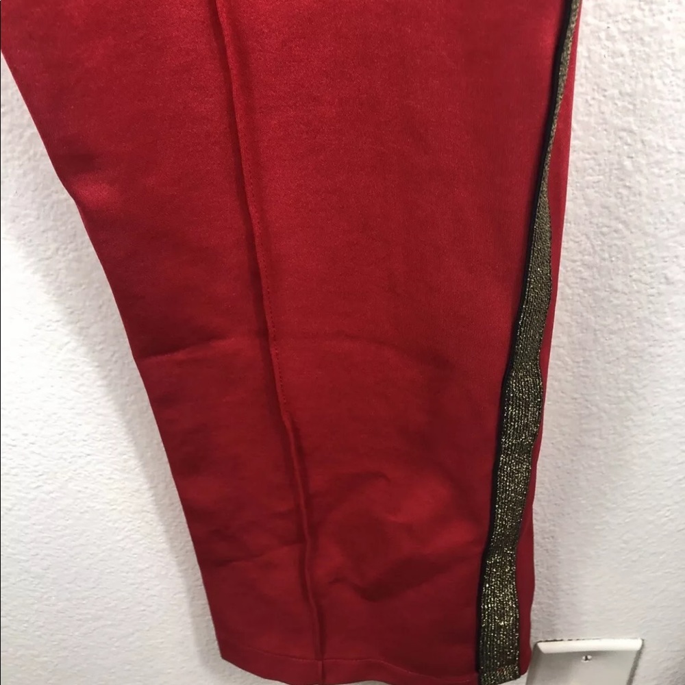 RHUDE Red Rayon Gold Side Stripe Traxedo Pants Med - Picture 10 of 11